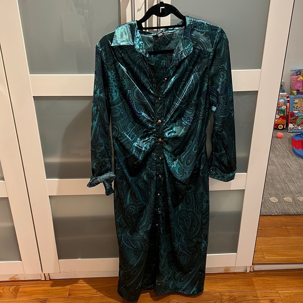 Long silk printed dress